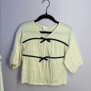 Girls Zara Cream Top with Black Bows